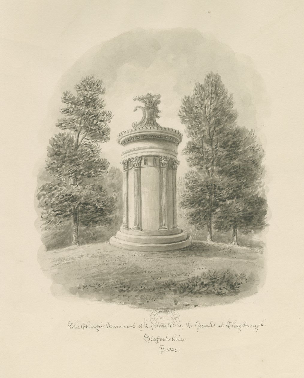 Shugborough - Il Monumento Coragico di Lisicrate da John Buckler