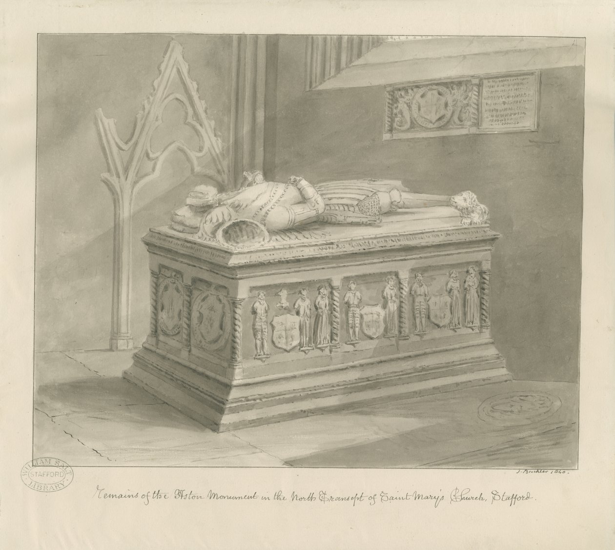 Stafford - Monumento di Aston nella Chiesa di Santa Maria da John Buckler