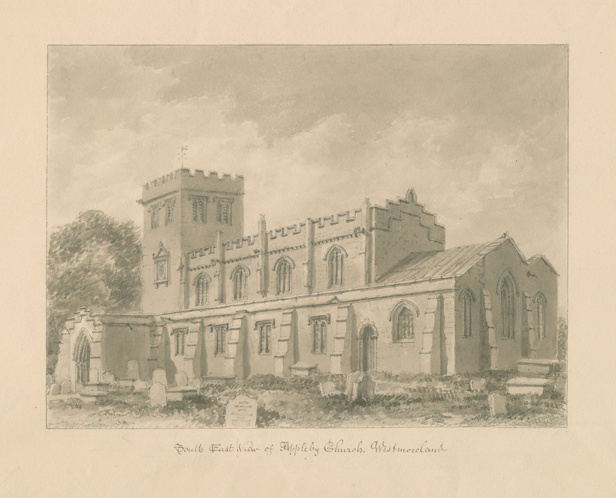 Westmorland - Chiesa di Appleby: disegno a seppia, 1800 da John Buckler