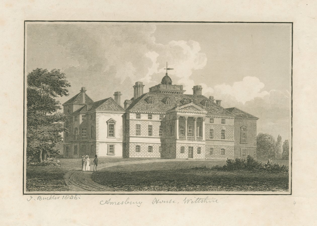 Wiltshire - Amesbury House: incisione da John Buckler