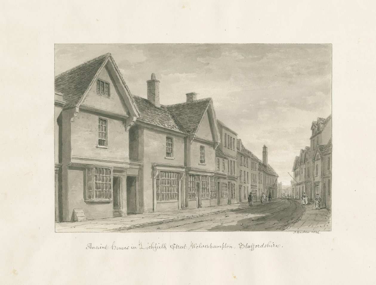 Wolverhampton - Case Antiche in Lichfield Street da John Buckler