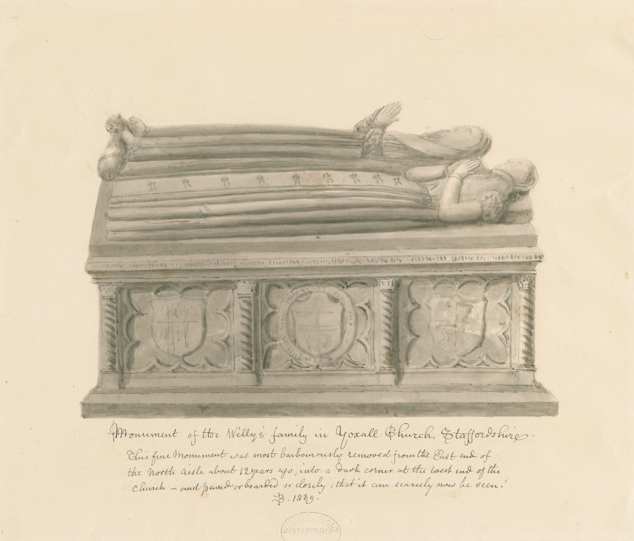 Chiesa di Yoxall - Monumento della famiglia Welly da John Buckler