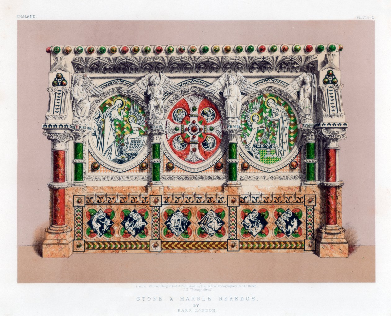 Reredos in pietra e marmo, XIX secolo da John Burley Waring