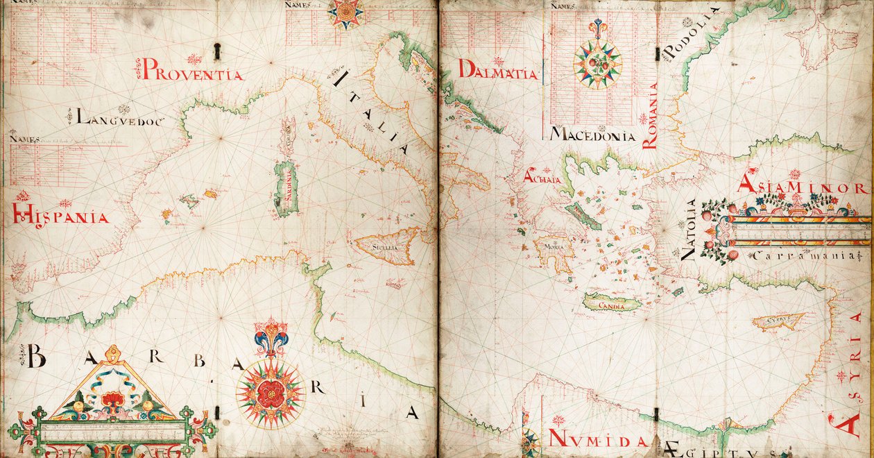 Carta dei mari Mediterraneo, Nero e Caspio da John Burston