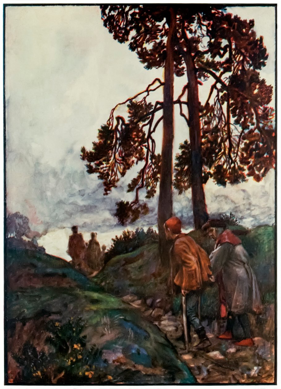 "Debole e Pronto a Fermarsi chiudono la fila" da "Il Viaggio del Pellegrino da Questo Mondo a Quello che Verrà" di John Bunyan da John Byam Liston Shaw