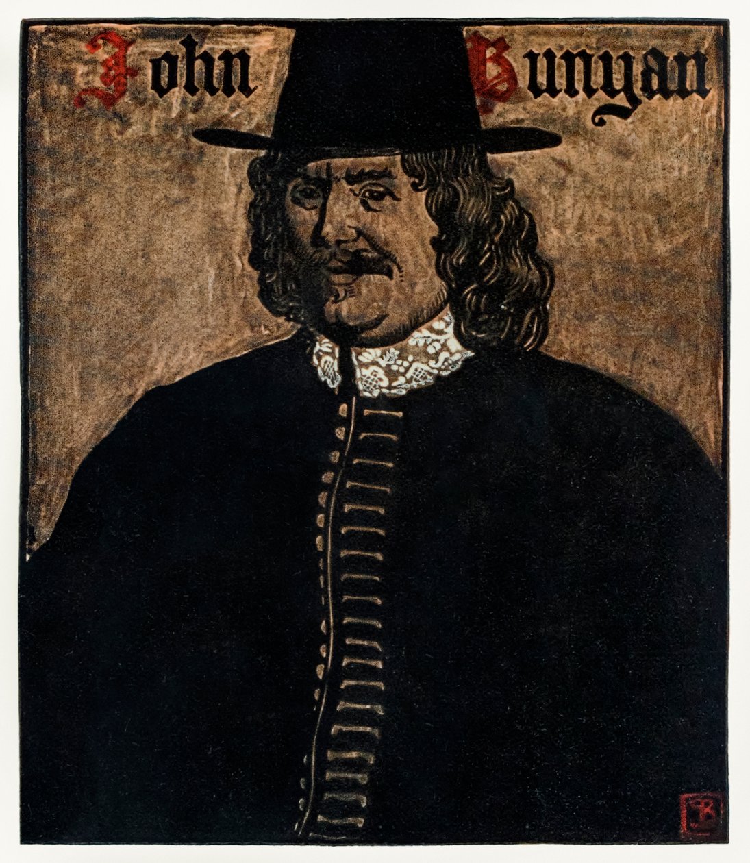 John Bunyan autore di Il Viaggio del Pellegrino da Questo Mondo a Quello che Verrà, illustrazione di Byam Shaw da John Byam Liston Shaw