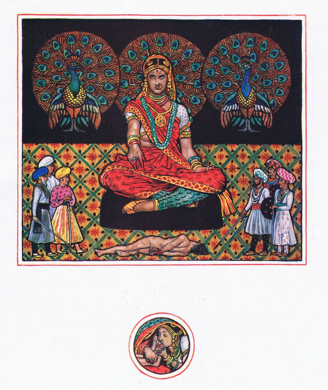 Il rimpianto della Ranee nella Sala dei Pavoni, illustrazione da The Garden of Kama (e altri testi dall