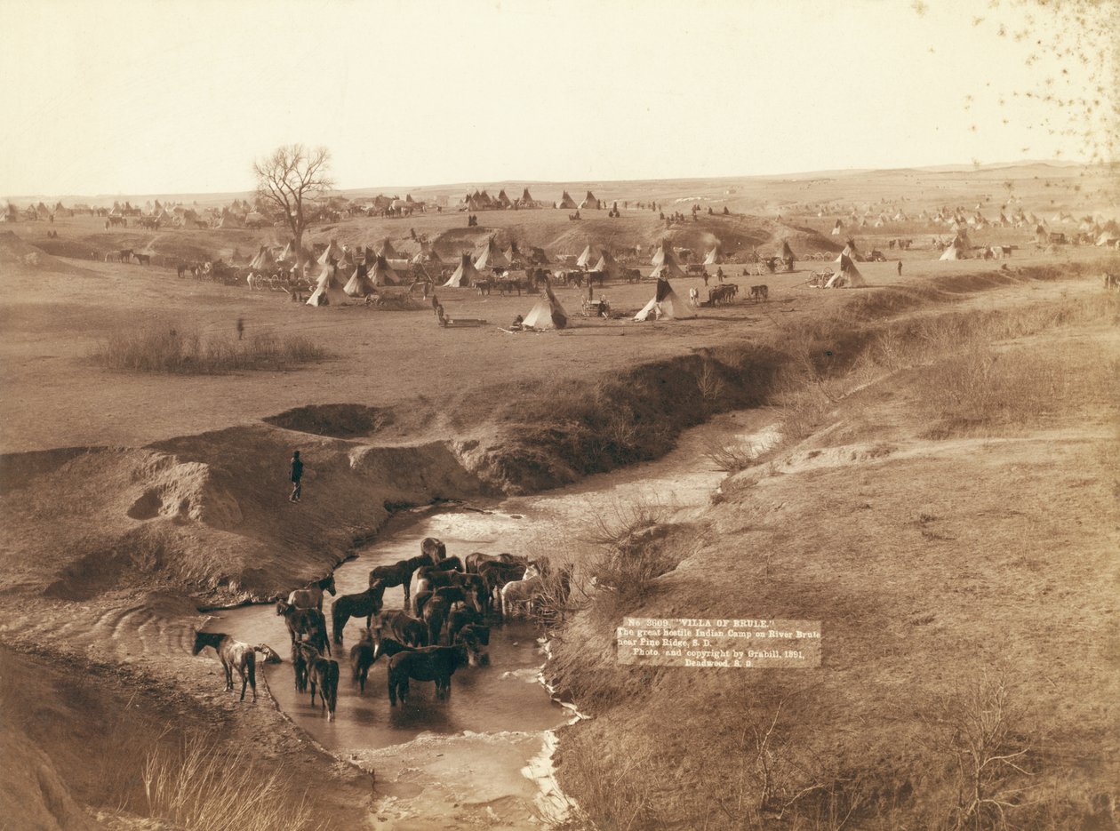 Il grande campo indiano ostile sul fiume Brule vicino a Pine Ridge da John C. H. Grabill