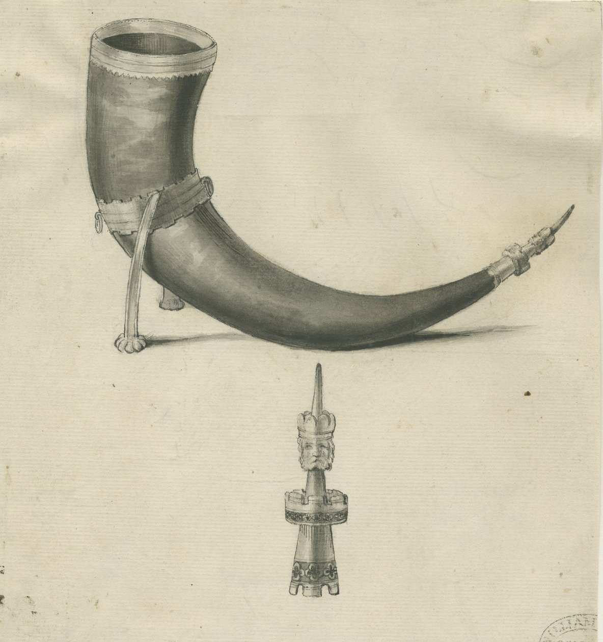 Lichfield - Corno da bere: disegno a penna e seppia, nd [1748-1817] (disegno) da John Carter