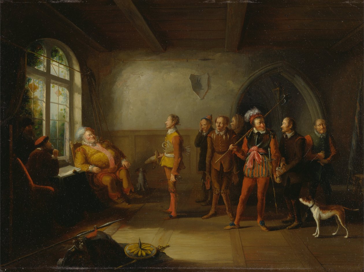 Falstaff e le reclute, da "Enrico IV, parte II". da John Cawse