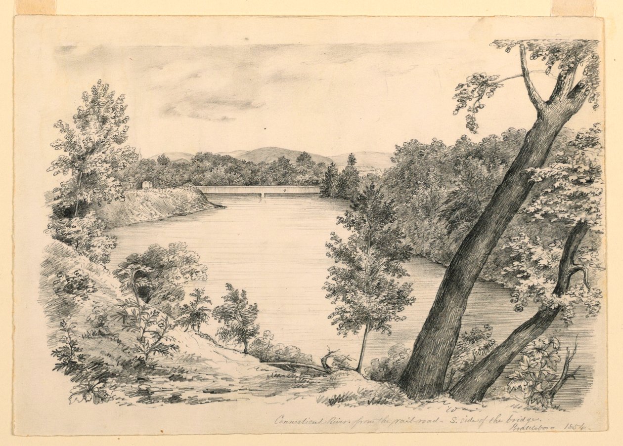 Disegno, Veduta del fiume Conneticut, vicino a Brattleboro, Vermont, 1854 da John Cheney