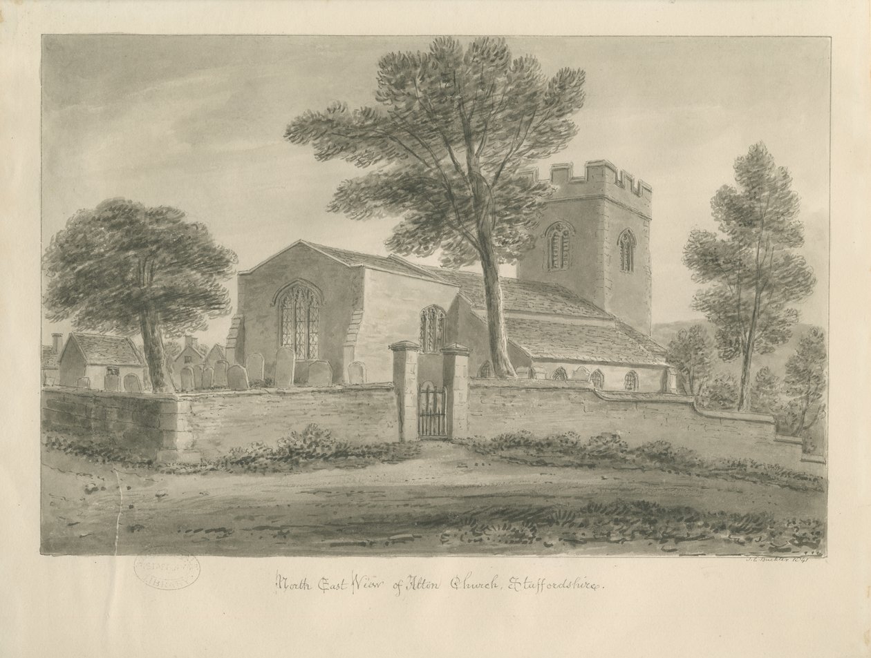 Chiesa di Alton (disegno a seppia, 1841) da John Chessell Buckler