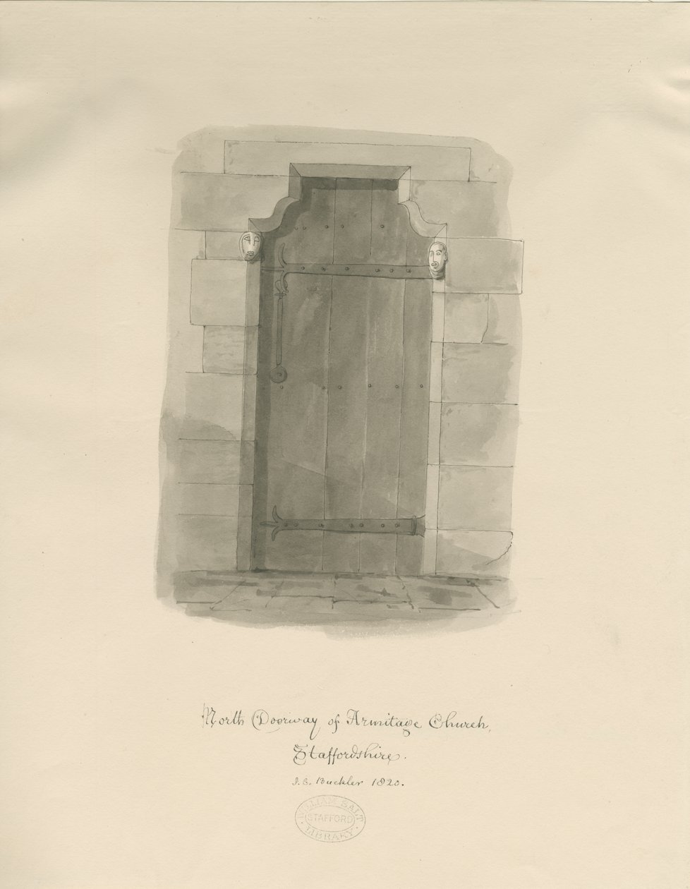 Chiesa di Armitage - Porta Nord da John Chessell Buckler