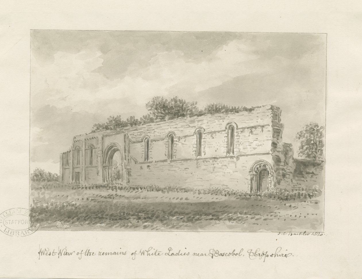 Brewood - Priorato di Whiteladies da John Chessell Buckler