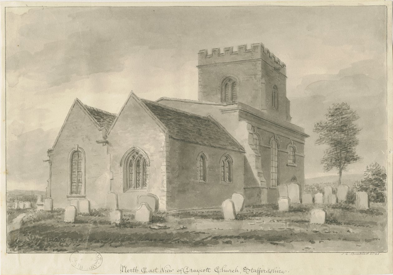 Chiesa di Draycott in the Moors da John Chessell Buckler