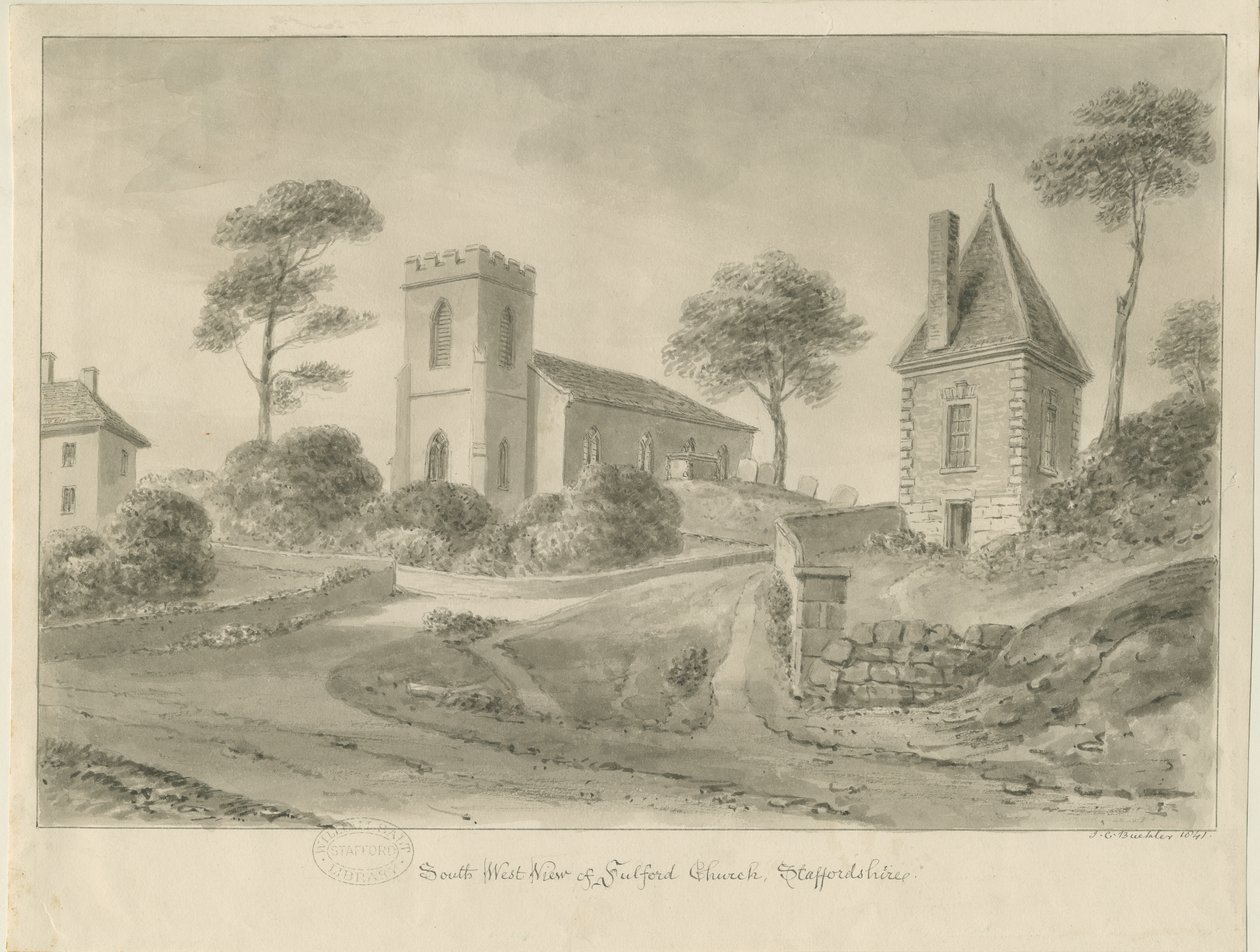 Chiesa di Fulford: disegno a seppia da John Chessell Buckler