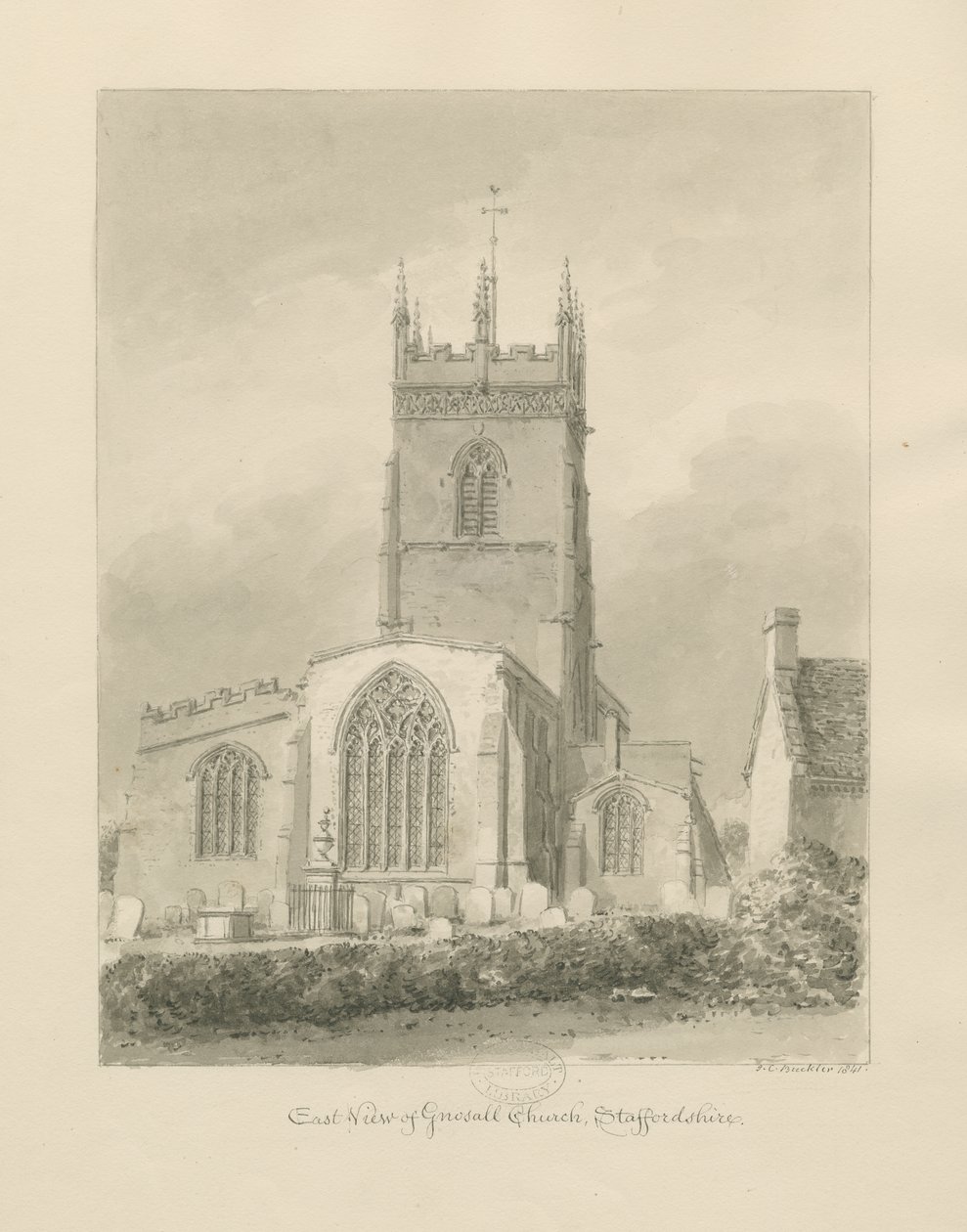 Chiesa di Gnosall da John Chessell Buckler
