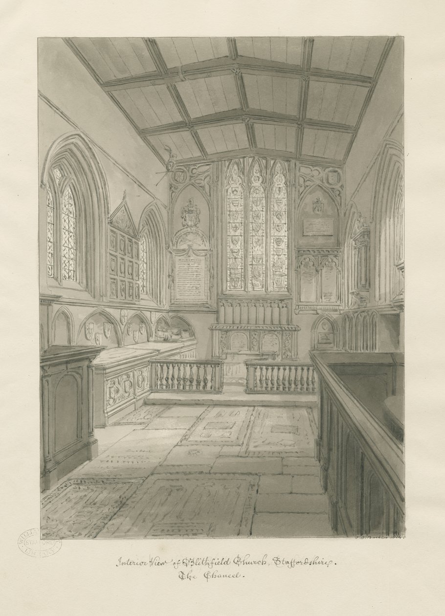 Interno della Chiesa di Blithfield da John Chessell Buckler