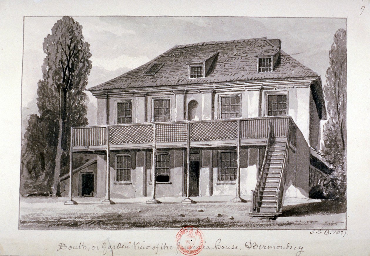 Jamaica House, Cherry Garden Street, Bermondsey, Londra, 1827 da John Chessell Buckler