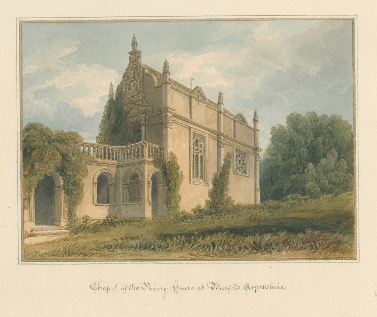 Oxfordshire - Burford - Cappella della Priory House, 1821 da John Chessell Buckler