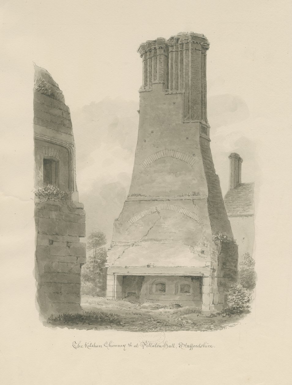 Pillaton Hall - Camino della Cucina da John Chessell Buckler