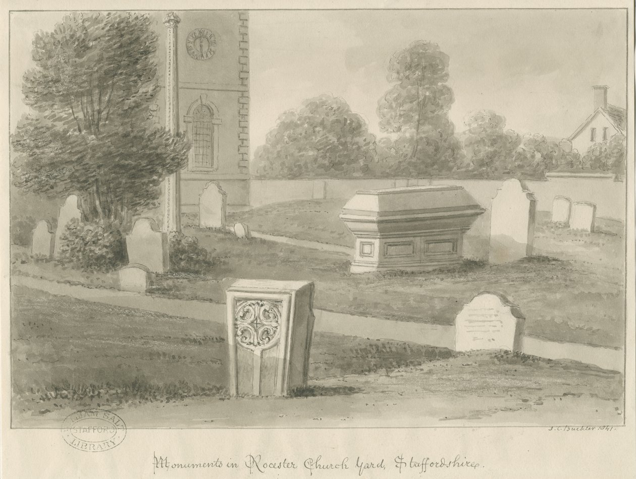 Rocester Church - Monumenti e Cimitero da John Chessell Buckler