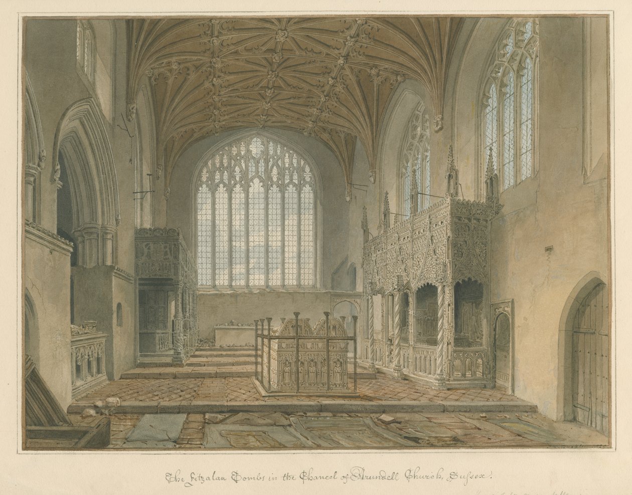 Sussex - Chiesa di Arundel - Tombe dei Fitzalan da John Chessell Buckler