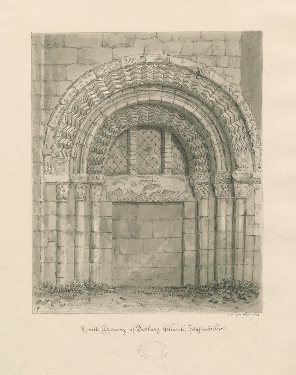 Chiesa Priorato di Tutbury - Porta sud da John Chessell Buckler