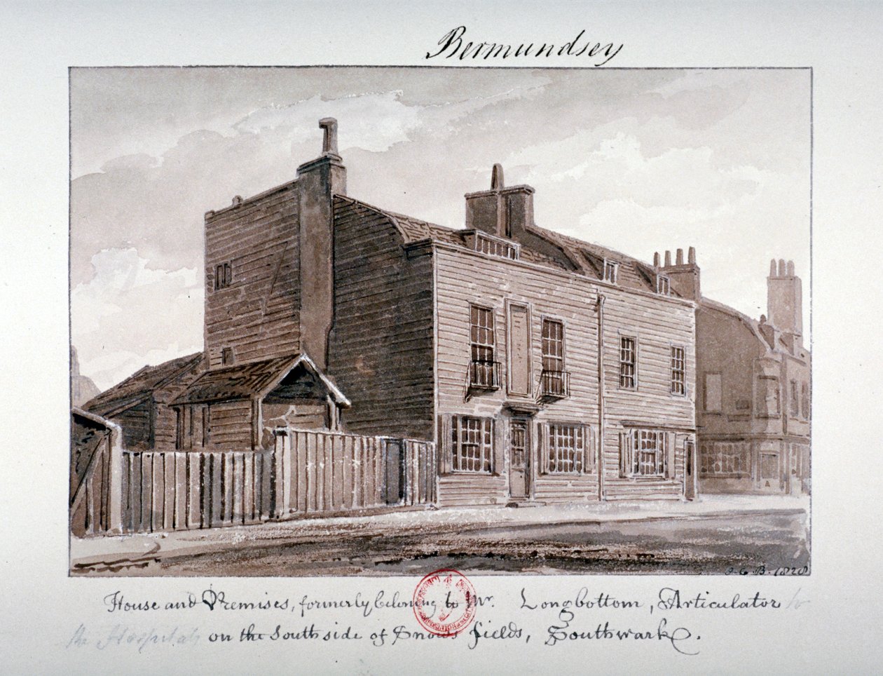 Veduta delle case sul lato sud di Snowsfields, Bermondsey, Londra, 1828 da John Chessell Buckler