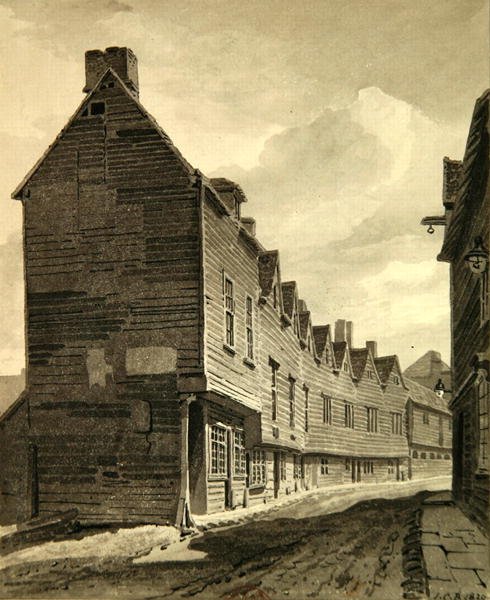 Veduta della Folly a Dockhead, Bermondsey da John Chessell Buckler