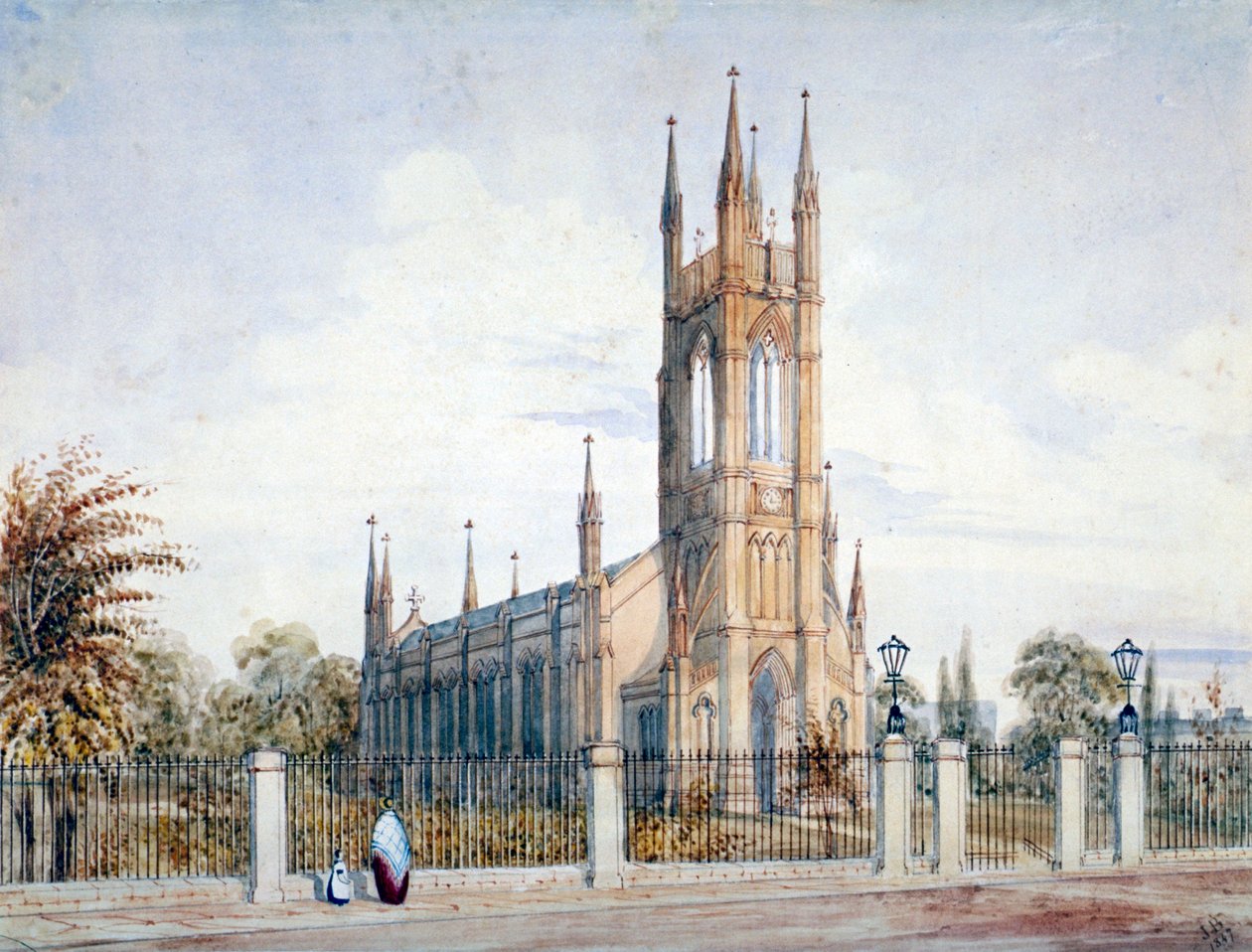 Veduta occidentale della Chiesa di San Luca, Chelsea, Londra da John Chessell Buckler