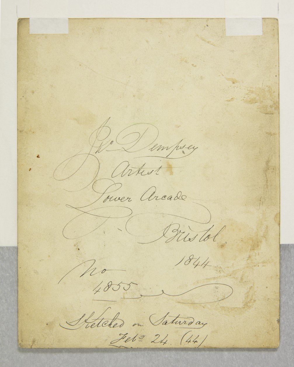 Ritratto di un giovane, verso da John Church Dempsey