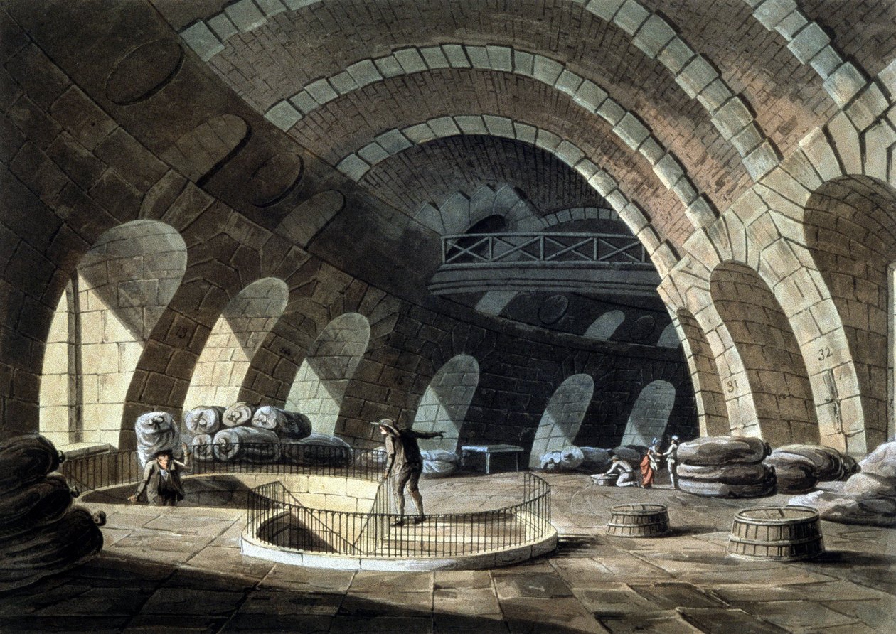 La borsa del grano a Parigi, incisione, inizio XIX secolo da John Claude (after) Nattes