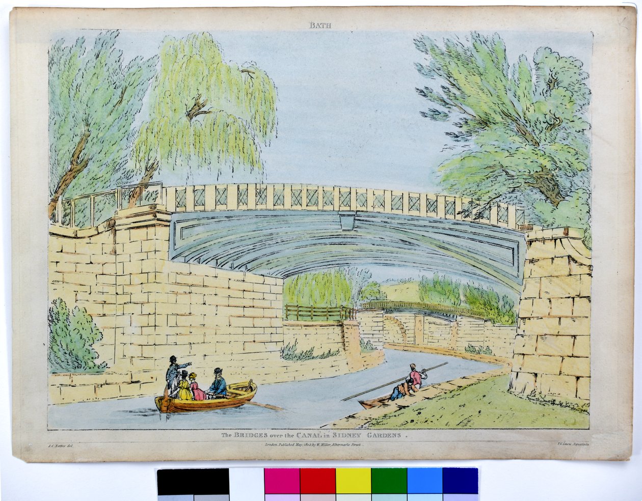 Bath. I ponti sul canale nei giardini di Sidney da John Claude Nattes