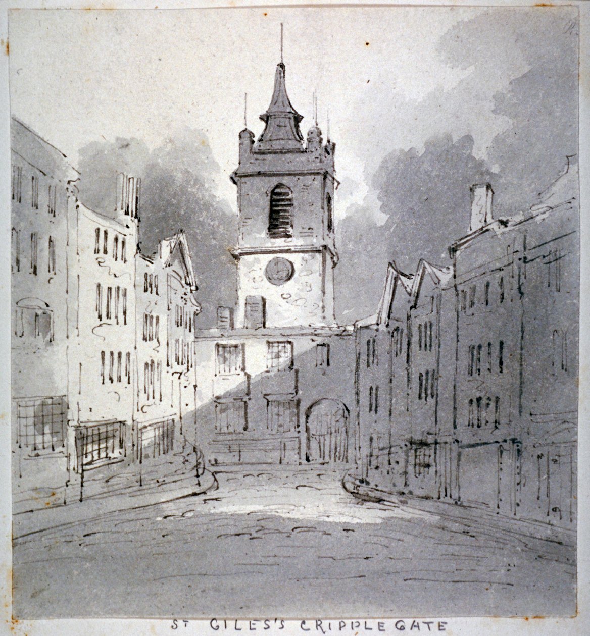 Chiesa di St Giles senza Cripplegate da Fore Street, City of London, 1790 da John Claude Nattes