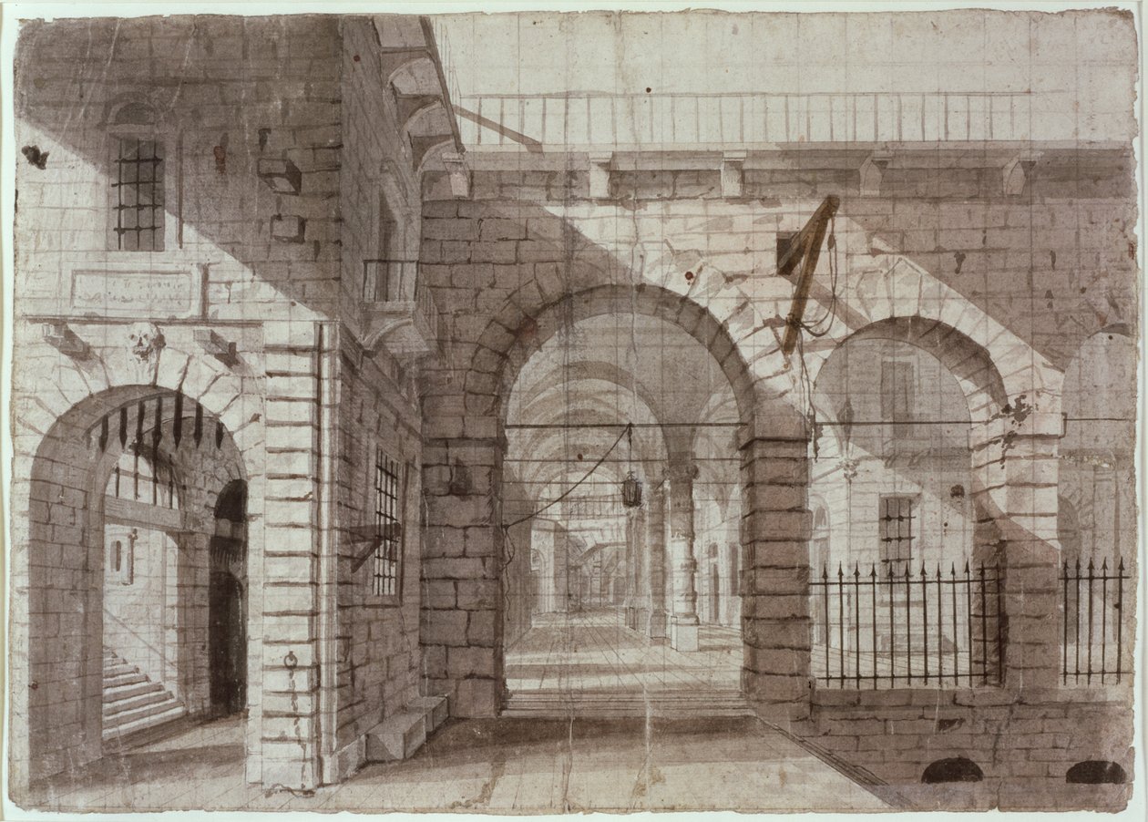 Cortile della prigione di Newgate da John Claude Nattes