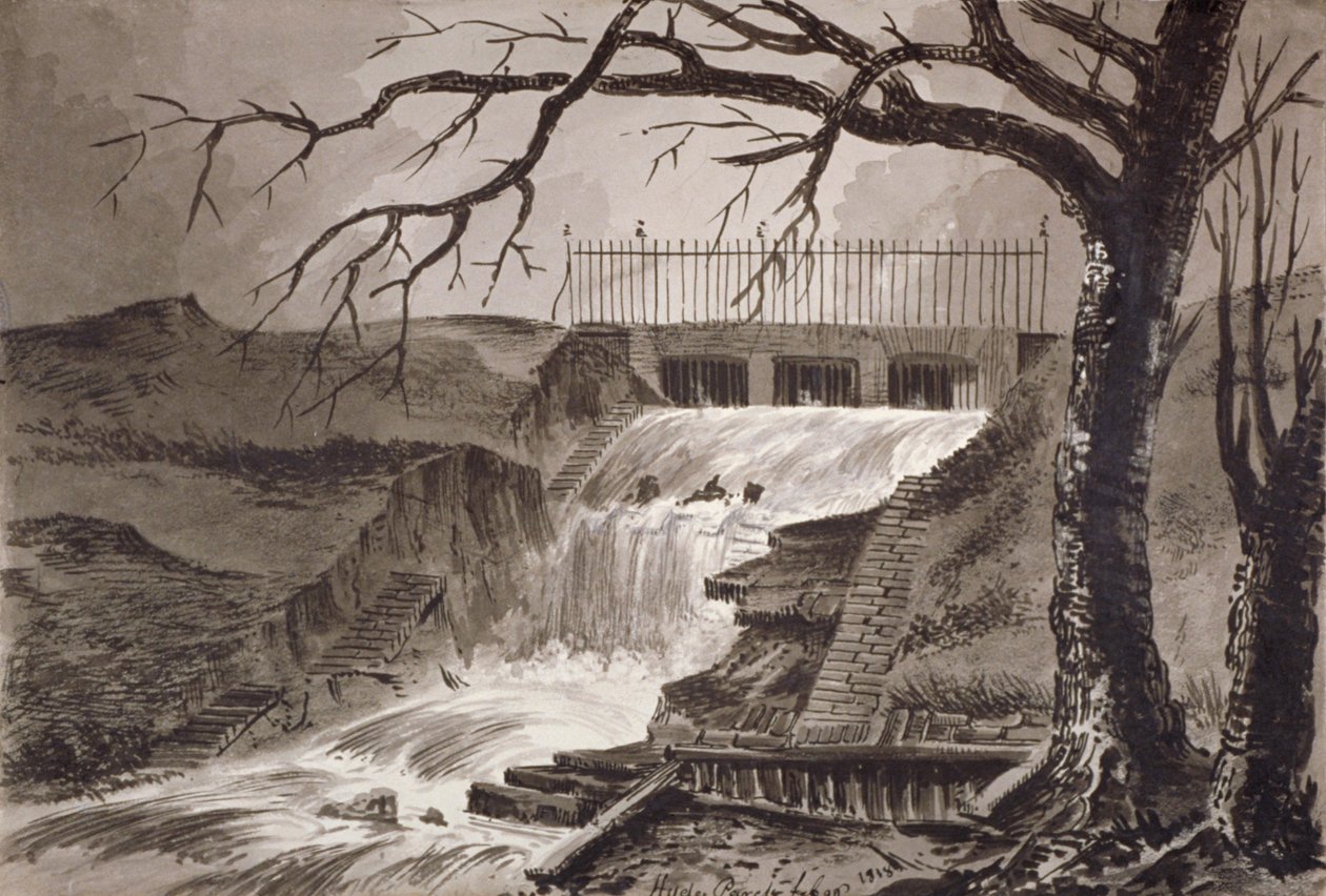 Veduta dello sbocco del Serpentine, Hyde Park, Londra, 1818 da John Claude Nattes