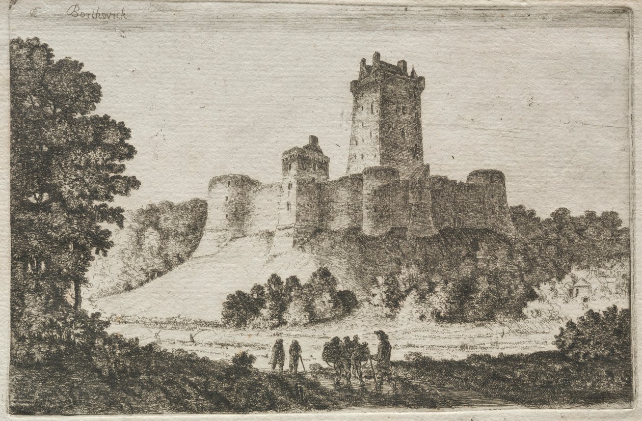 Castello di Borthwick da est da John Clerk of Eldin