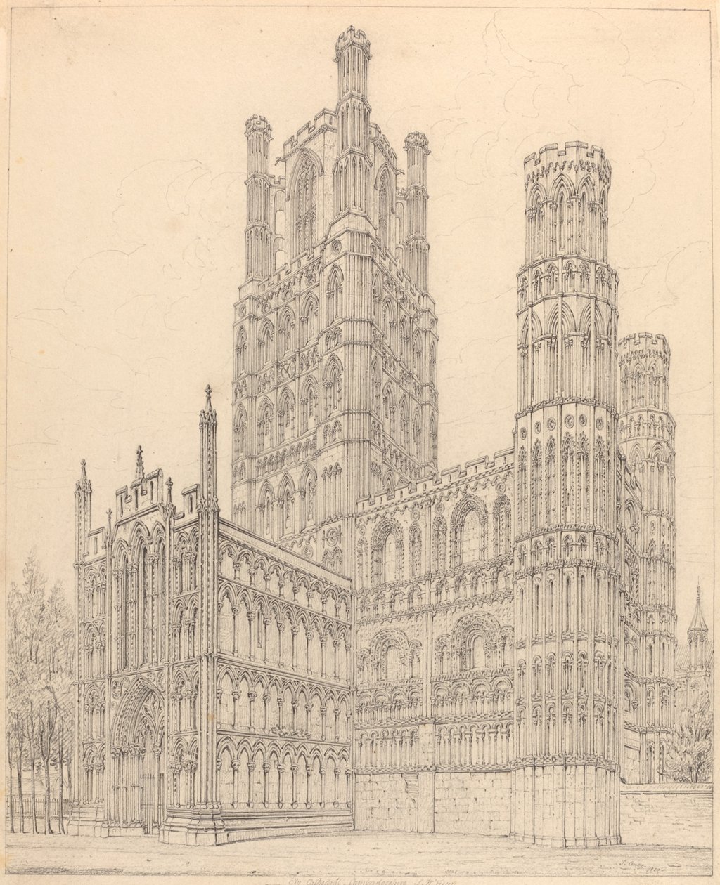 Cattedrale di Ely, Cambridgeshire, vista S.O. da John Coney