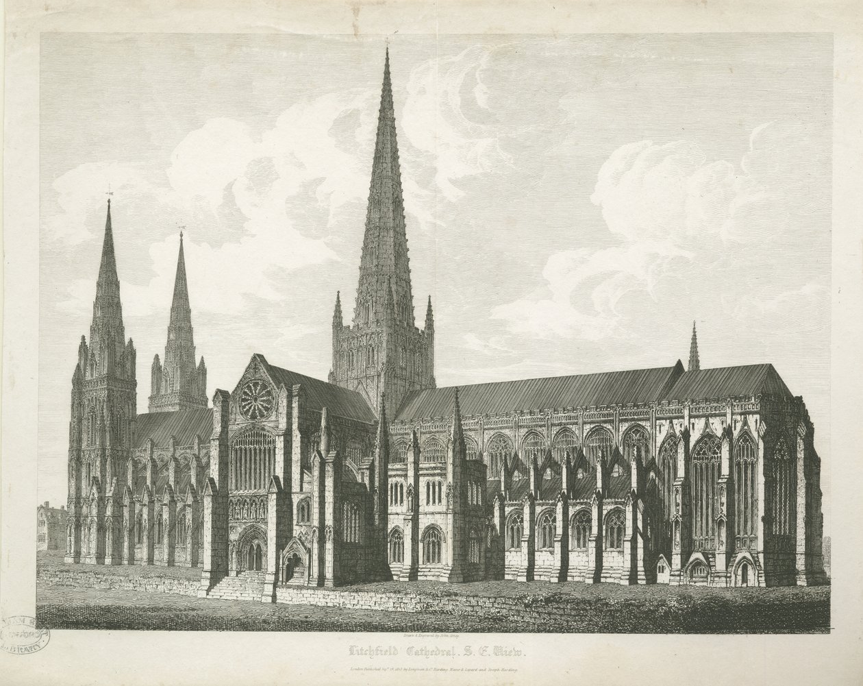 Cattedrale di Lichfield - Vista Sud-Est (incisione) da John Coney