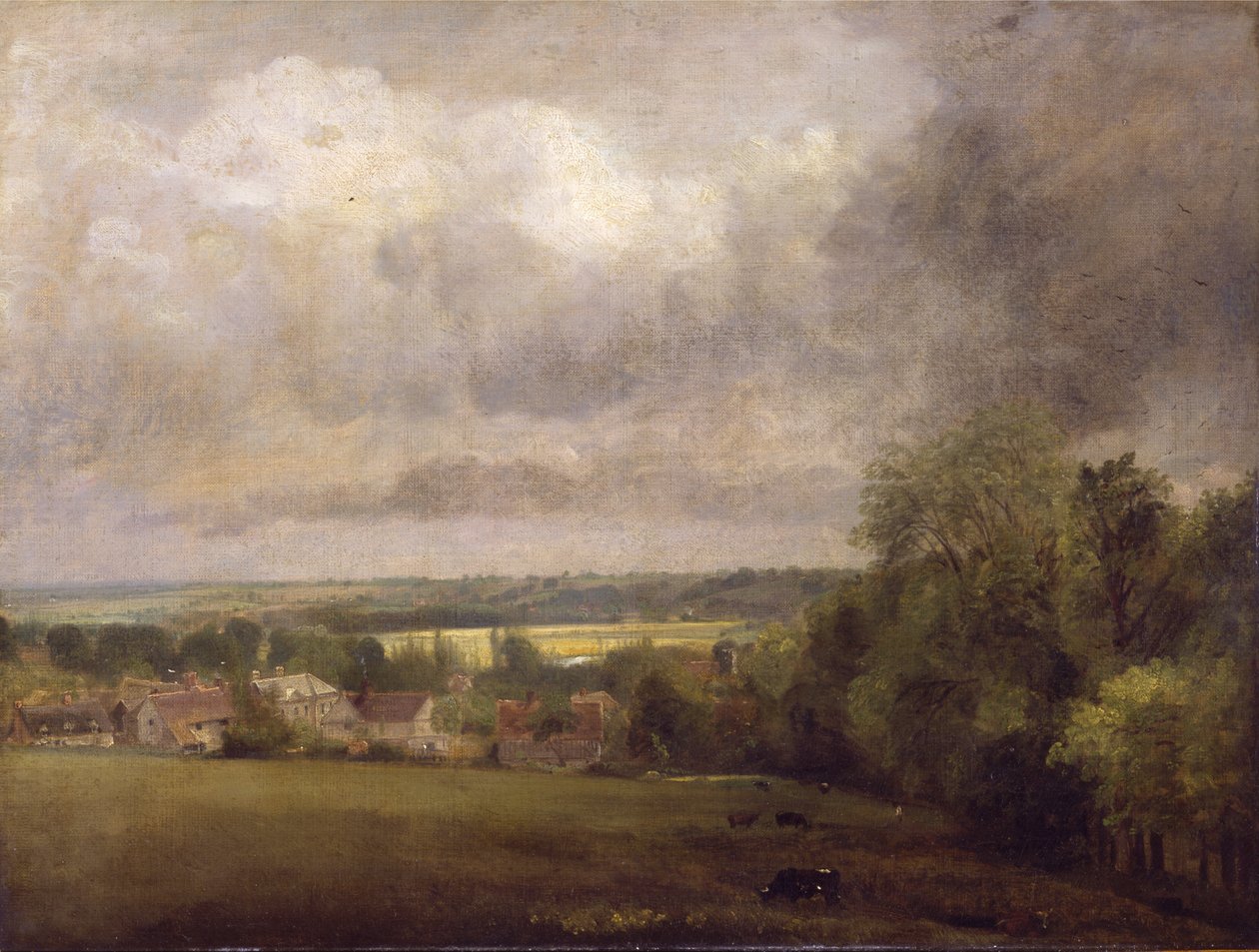 Villaggio sul fiume Stour da John Constable