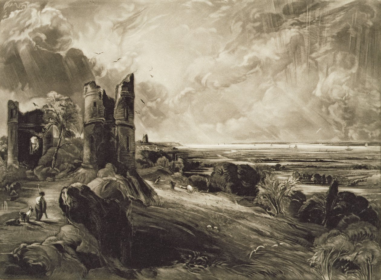 Castello di Hadleigh, inciso da David Lucas (1802-81) c.1832 da John Constable