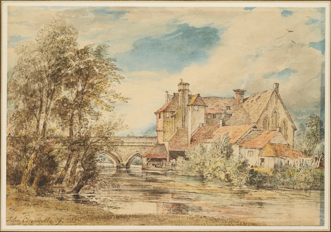 Vecchie case sul ponte di Harnam, Salisbury, con l