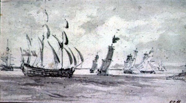 Navi in una brezza nel Tamigi o Medway da John Constable