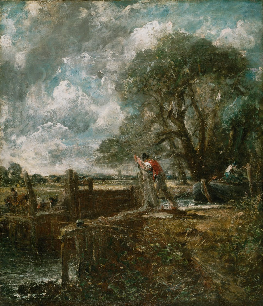 Schizzo per "Una barca che passa una chiusa" da John Constable