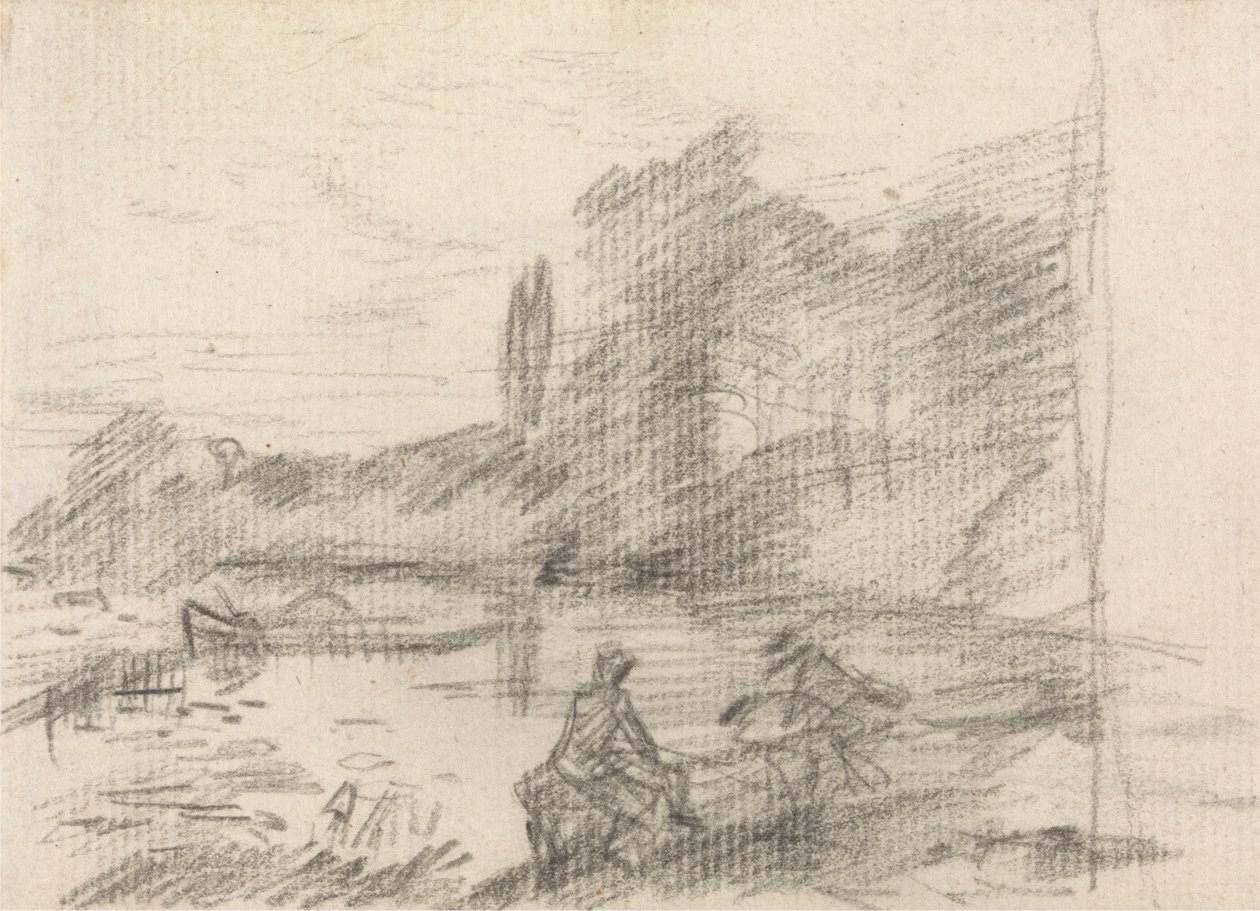 Due figure vicino a un fiume da John Constable
