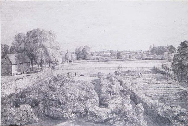 Veduta di East Bergholt sul giardino della cucina di Golding, casa di Constable da John Constable