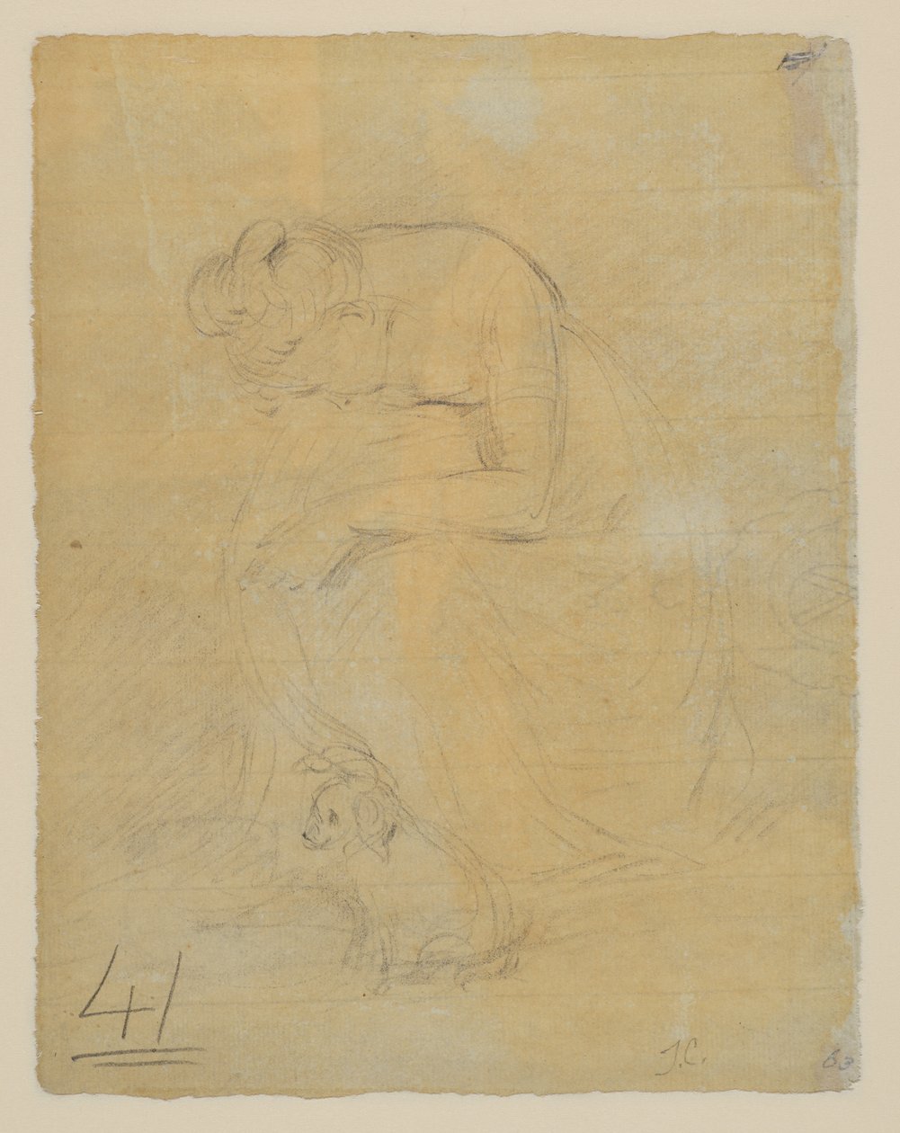 Donna seduta, con un cane ai suoi piedi, verso, c.1806 da John Constable