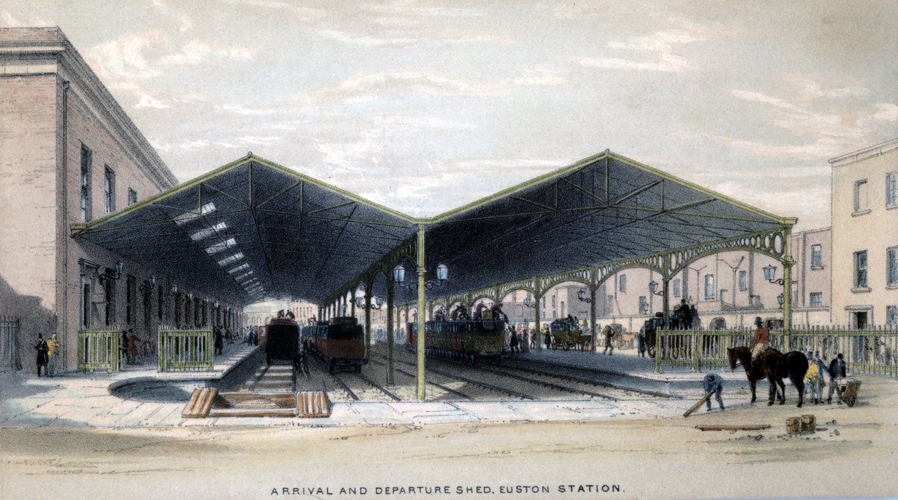Capannone di arrivo e partenza, Londra, 1839 da John Cooke Bourne