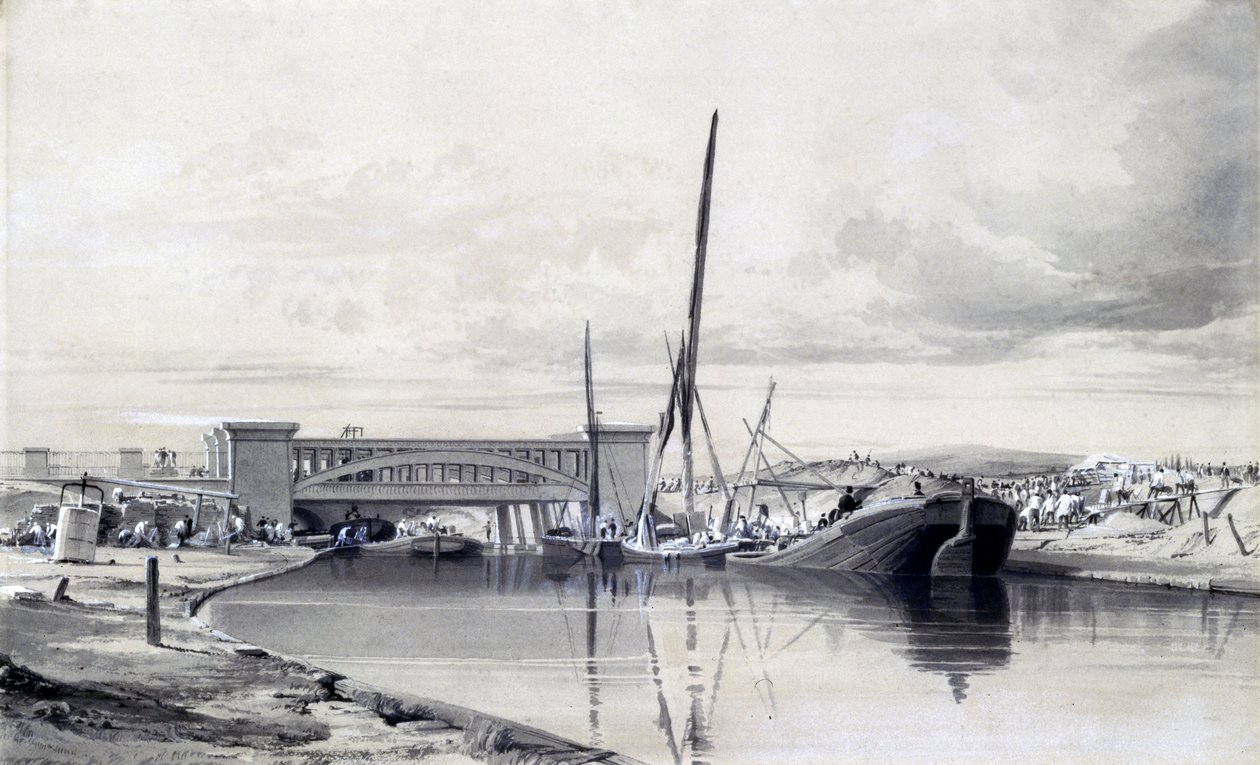 Ponte sul Canale di Regents, aprile 1837 da John Cooke Bourne